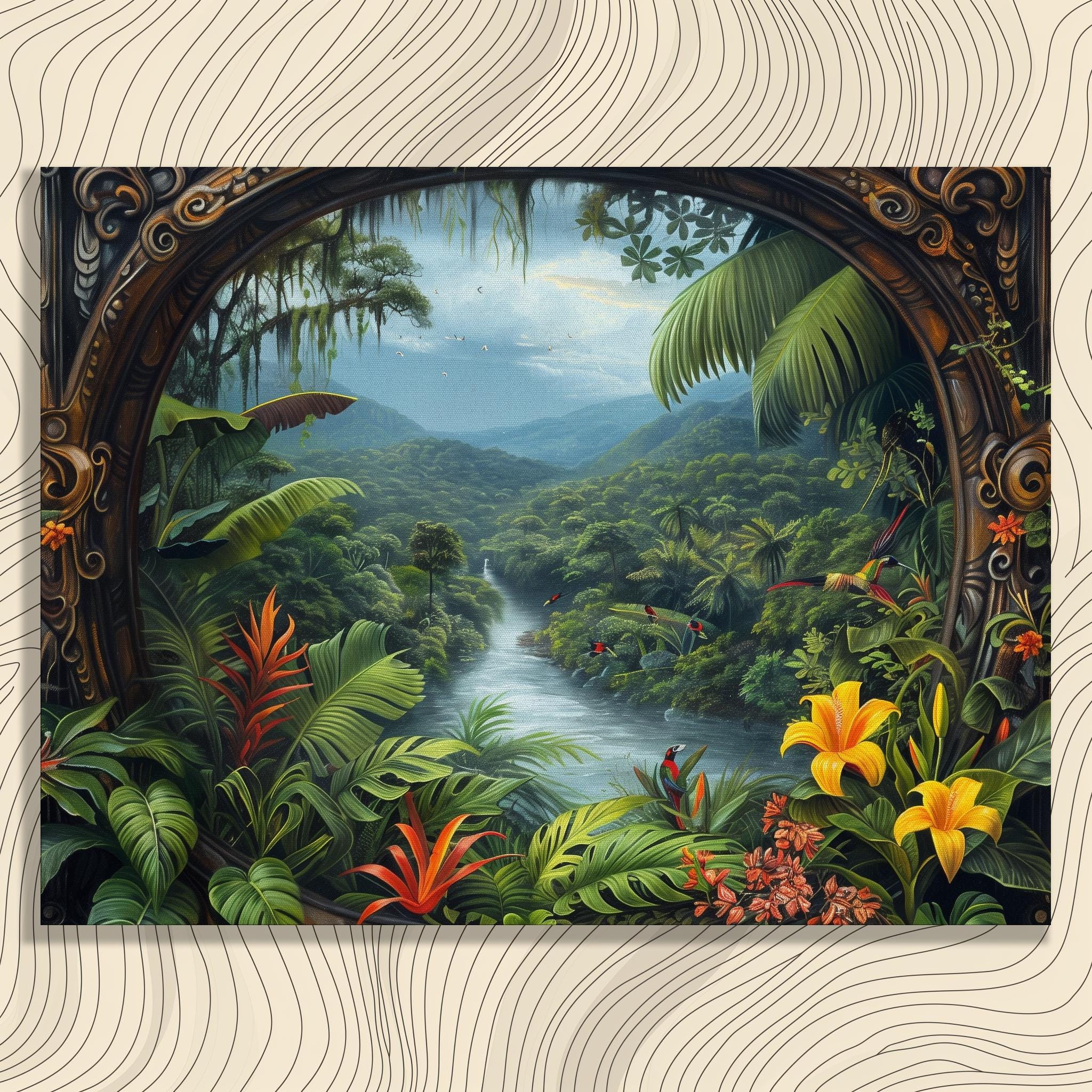 Brazil Canvas Wall Art, Exotic Amazon Rainforest Painting Lush