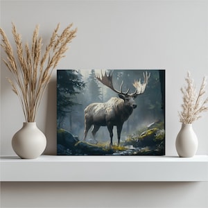 Majestic Elk Canvas Wall Art, Rustic Forest Decor, Nature Wildlife Print for Home Decor - Perfect for Living Room, Bedroom, Office, Cabin
