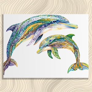 Lebendiger Delfin Leinwand Wandkunst - Bunter Druck Unterwasserszene Gemälde Modernes Kunstwerk Ozean Dekor Meeresleben Geschenk für Ozeanliebhaber