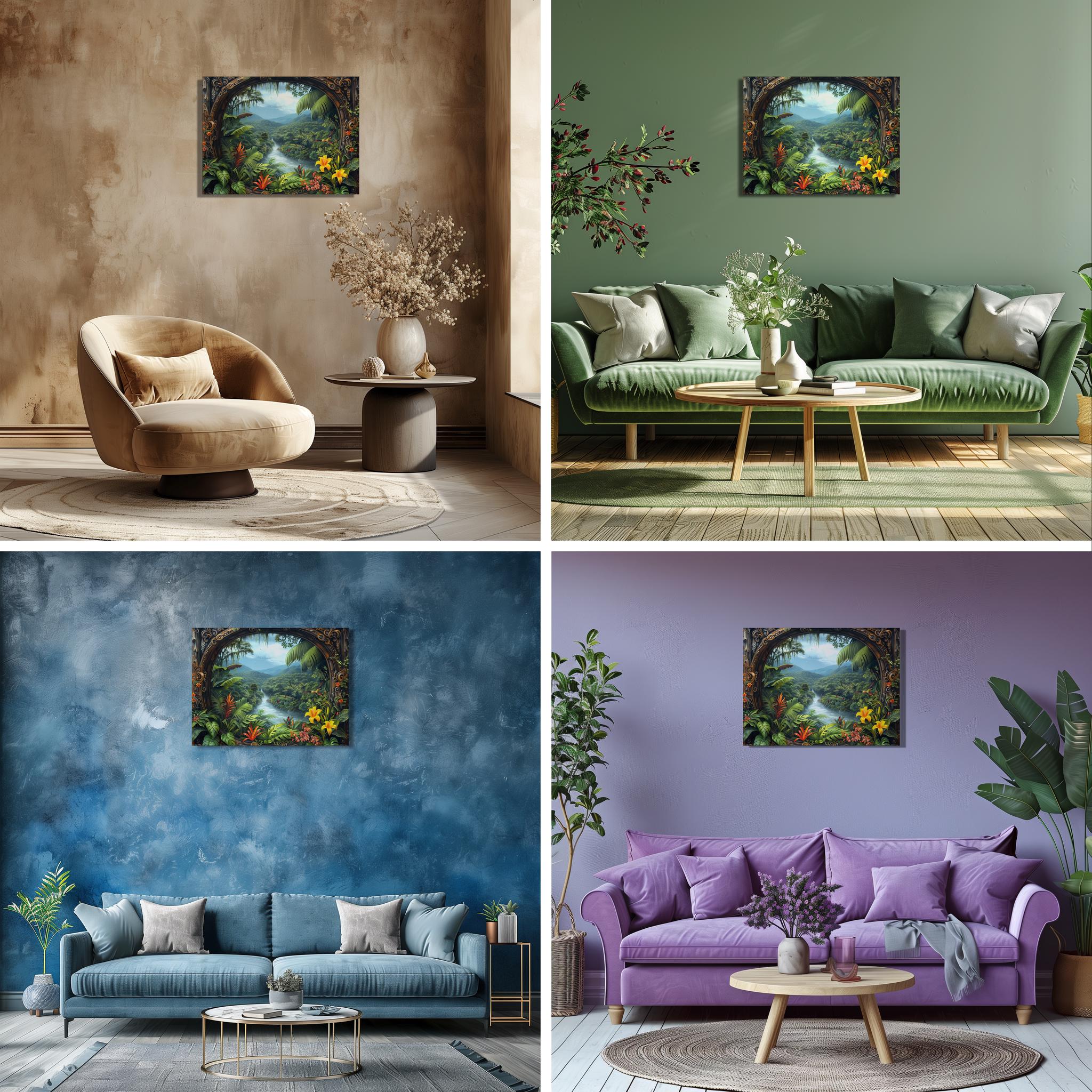 Brazil Canvas Wall Art, Exotic Amazon Rainforest Painting Lush