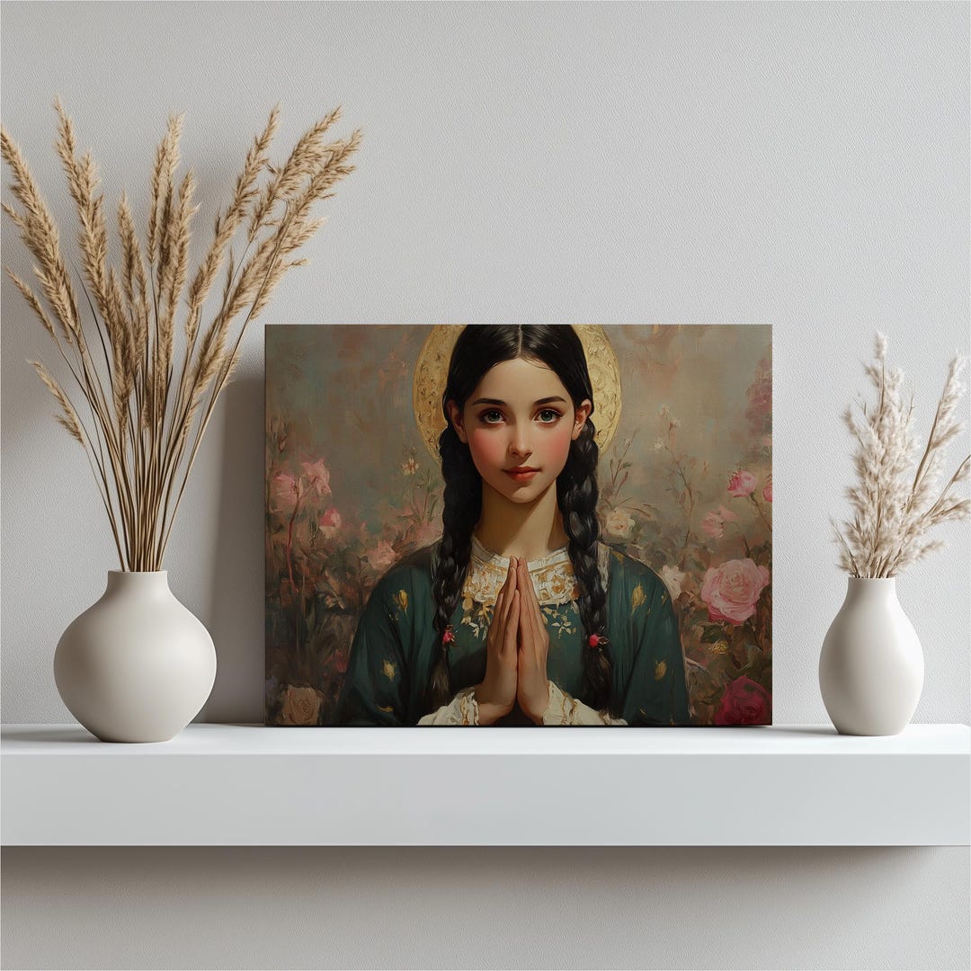 Saint Maria Goretti Canvas Wall Art Print – Victorian Prayer Painting ...