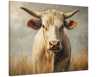 BolAurp Stampa Su Tela Rustica Con Mucca Delle Highland – Quadro Con Girasole E Animali, Decorazione Da Parete Per Bagno, Soggiorno O Cucina