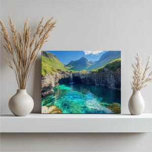 Skye Fairy Pools Canvas Wall Art, Scotland Nature Print, Landscape Artwork, Home Decor, Unique Gift Idea for Art Lovers, Inexpensive Wallart