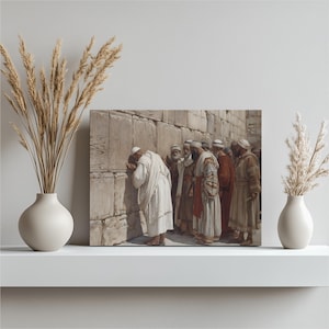 Jerusalem Western Wall canvas wall art – biblical artwork print classic painting spiritual gift jewish home decor scripture art orientalist