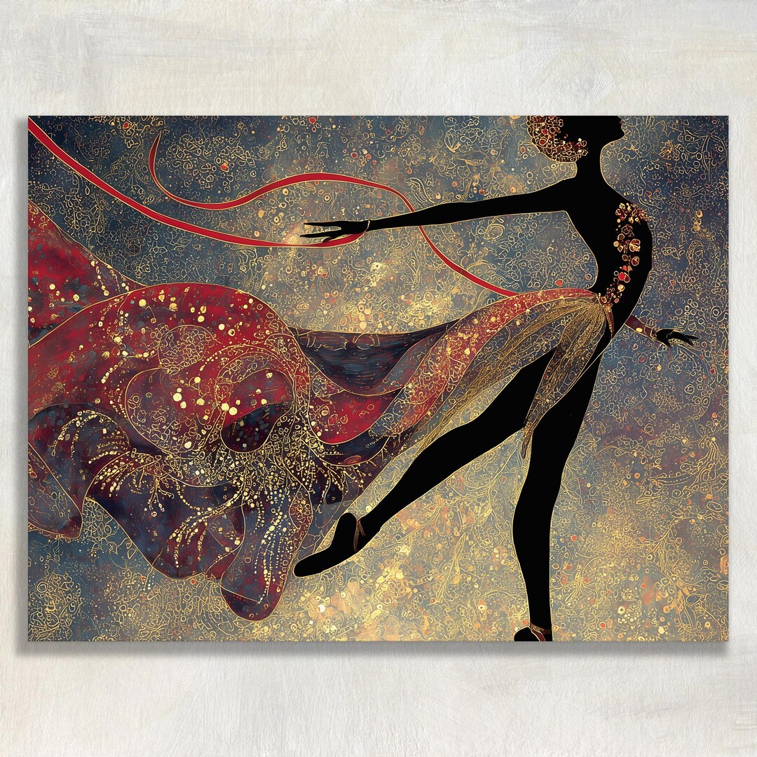 Ballerina Canvas Wall Art - Elegant Art Nouveau Ballet Dancer ...