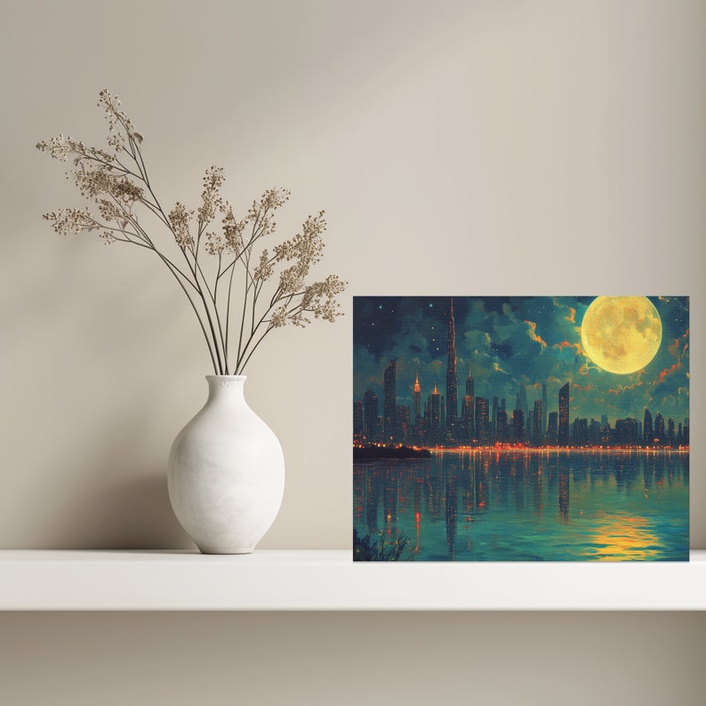 Kuwait Canvas Wall Art Illuminated Skyline Modern Skyscrapers Kuwait