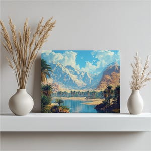 Egypt Canvas Wall Art: Unique African Landscape Vibrant Colors Home Decor Wall Hanging Living Room Art Piece Egyptian Inspired Decor