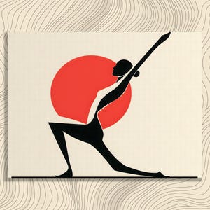 Modern Yoga Canvas Wall Art - Minimalist Sun Silhouette Print Wellness Gift Meditation Decor for Calm Mindful Home Yoga Space Decor