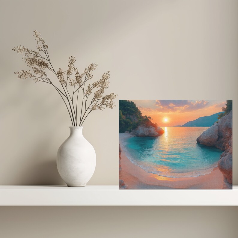 Bosnia and Herzegovina Canvas Wall Art, Serene Beach Decor, Turquoise