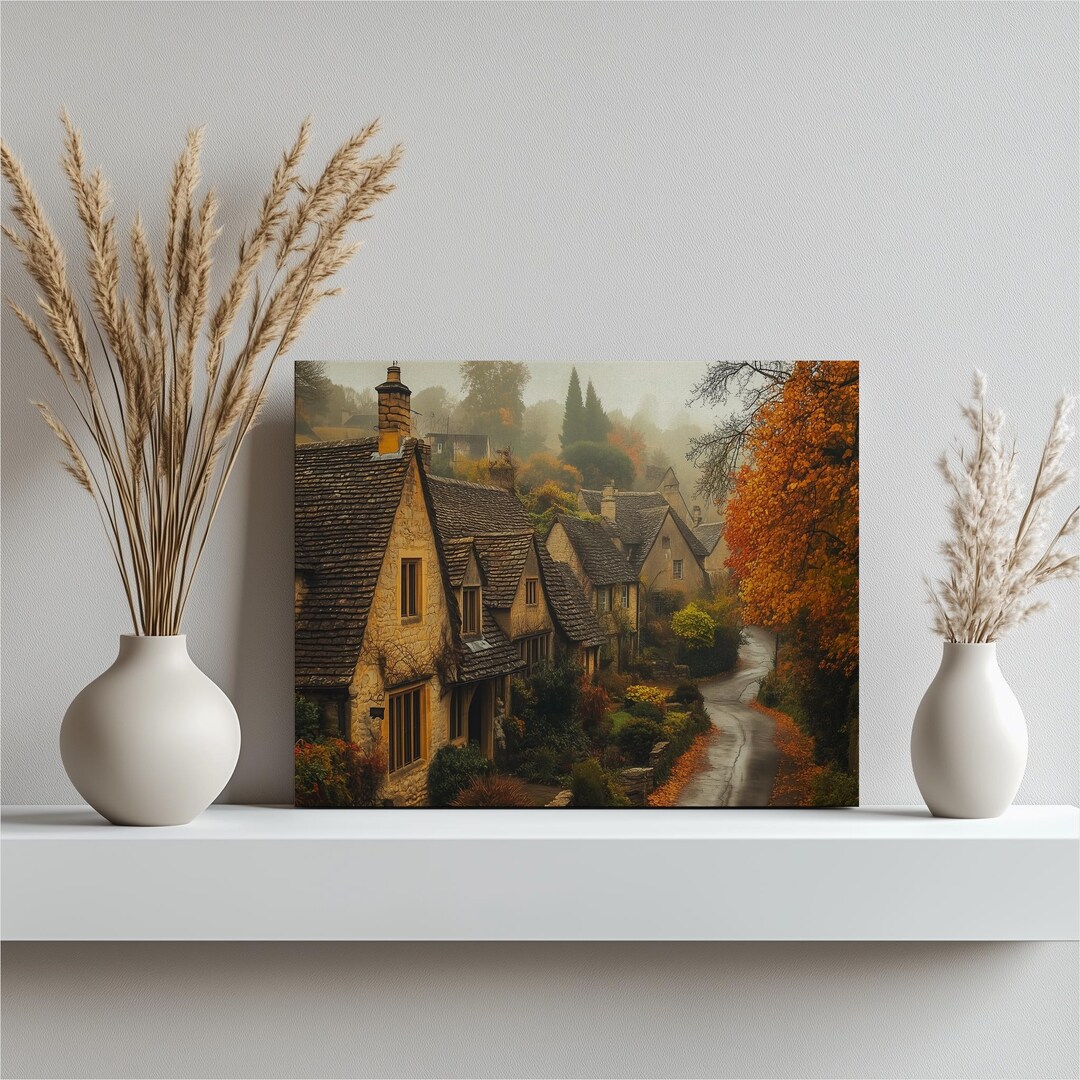 Cotswolds Canvas Wall Art | Fall Cottage Decor Print | Rustic Home ...