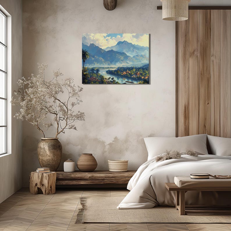 Test 3 mockup for Catchy Laos Canvas Wall Art Nostalgic Luang Prabang Detailed Painting for Living Room Decoration Glittering, Inexpensive Canvas Wall Artwork