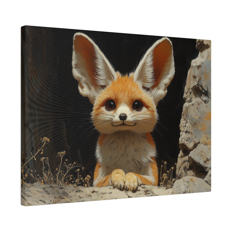 Fennec Fox Canvas Wall Art, Large Ears Decor Animal Painting Cute Fox