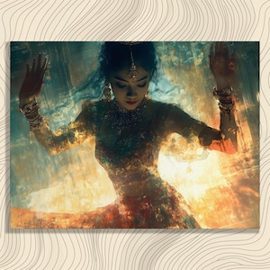 Mystical Bohemian Abstract Canvas Wall Art – Surreal Spiritual Dance Print Painting Decor Gift for Art Enthusiasts and Collectors