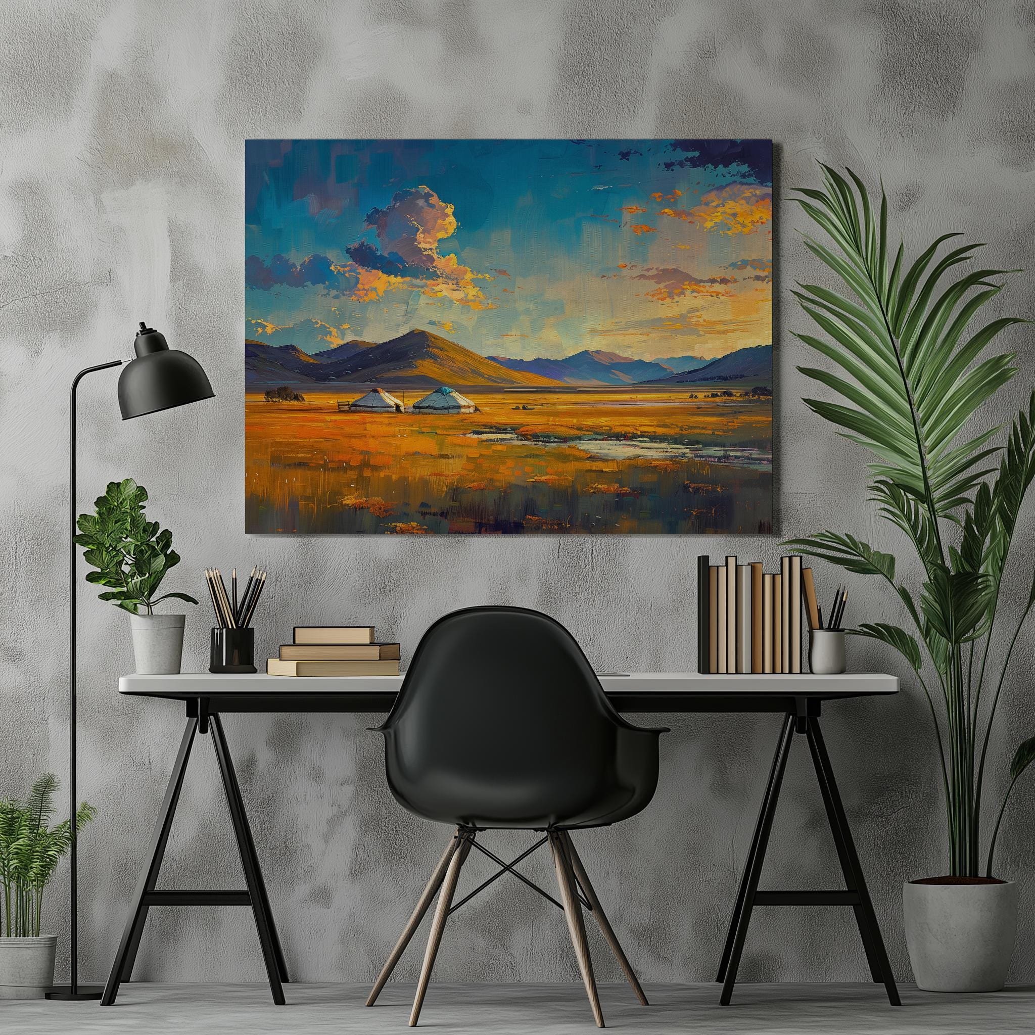 Mongolia Canvas Wall Art, Detailed Oil Painting, Traditional