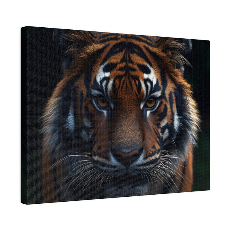 Tiger Portrait Canvas Wall Art, Hyper Realistic Wild Animal Decor for