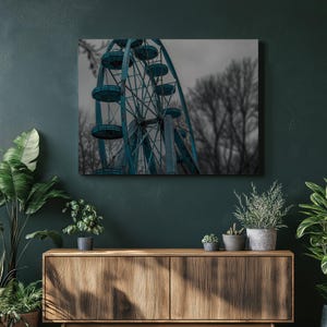 Stunning Ferris Wheel Canvas Wall Art, Black and White Poster, Carnival Theme, Large Canvas Print for Home Decor