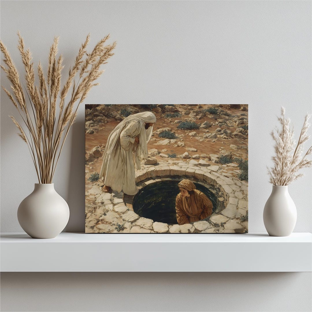Biblical Well Scene Canvas Wall Art – Jesus and the Woman at the Well ...