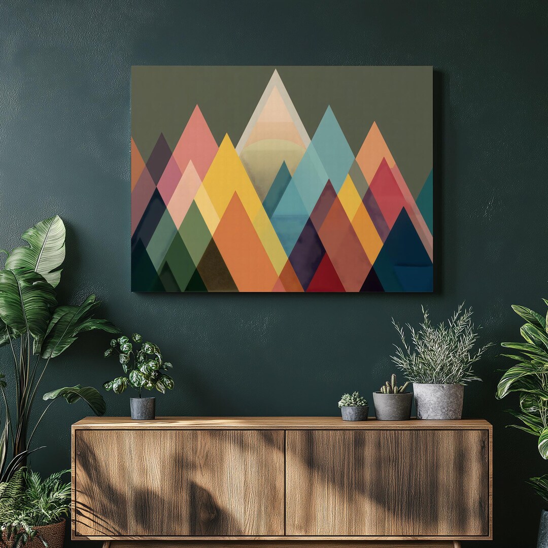 Abstract Mountain Canvas Wall Art – Geometric Landscape Print Modern ...