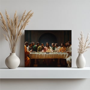 Last Supper Canvas Wall Art Print – Christian Painting Decor, Faith Inspired Jesus Disciples Gift for Home, Dining Room Church