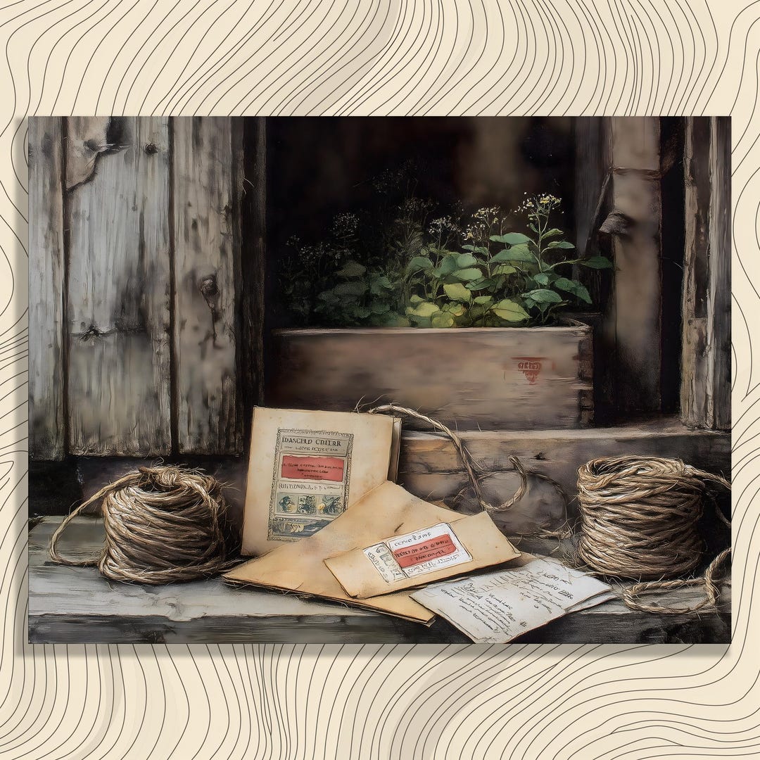 Rustic Pacet Vintage Seed Packet Canvas Wall Art - Rustic Letters Window Still Life ...