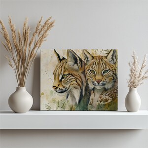 Lynx Artwork Canvas Print for Living Room - Wildlife Painting Nature Art Cat on Canvas Abstract Art Wall Decor Modern Home Decor