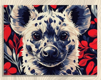 Hyena Canvas Wall Art Vibrant Animal Pattern Art Print Home Decor Wildlife Gift Unique, Livingroom Decoration, Inexpensive Wall Art, Wallart