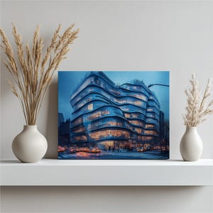 IAC Building Canvas Wall Art - Stunning Modern Architectural Design, Contemporary Architecture Artwork for Home Decor, Living Room, Office