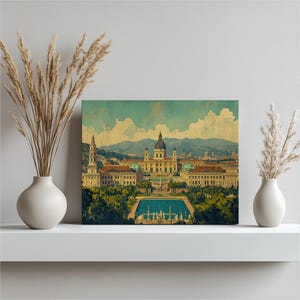 Vienna Palace Canvas Wall Art Print - Historic Architecture Painting Decor for Living Room or Office - Travel Gift for Art Lovers