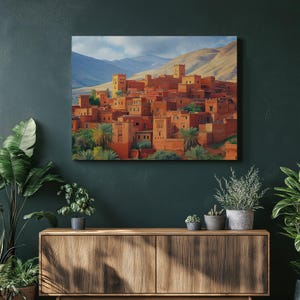Morocco canvas wall art, vibrant detailed landscape painting decor colorful scenery home gift, Livingroom Decoration, Inexpensive Wall Art