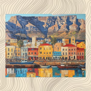 South Africa canvas wall art, Table Mountain Cape Town decor poster print African style, Home Office Bedroom Decoration, Affordable Wall Art