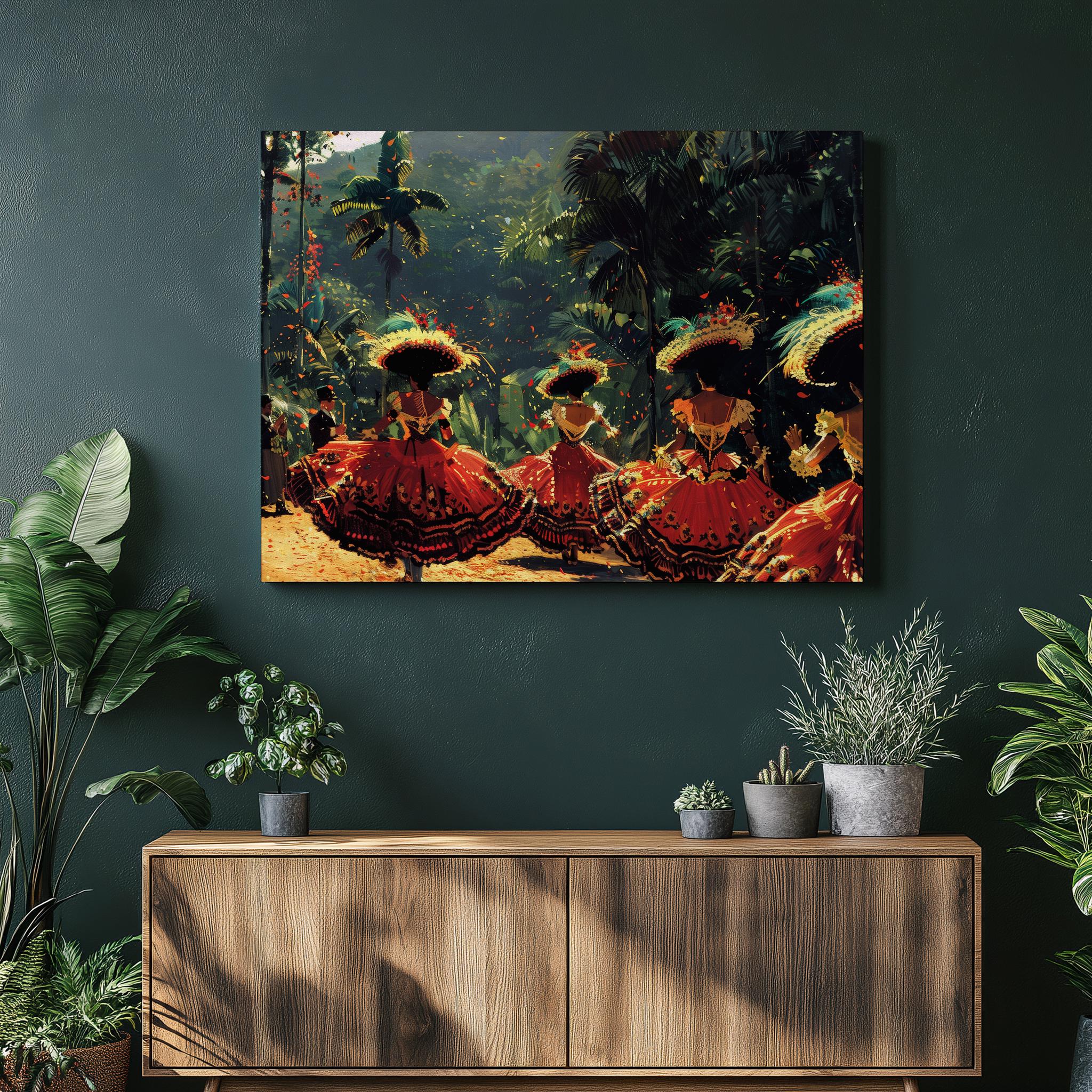 Brazil Canvas Wall Art, Vibrant Oil Painting, Samba Dance Poster
