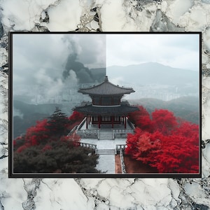 South Korea canvas wall art, vibrant landscape painting, colorful nature scene, unique home decor, high quality print, perfect for room