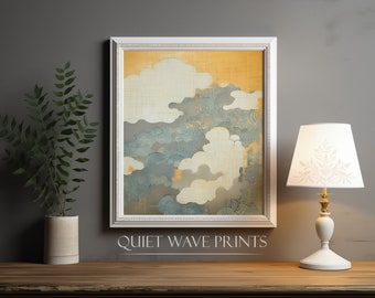 Digital Download Cloud Art, Calming Soft Colors, Organic Art Printable, Unique Pattern Digital Print, Abstract Art Deco Poster