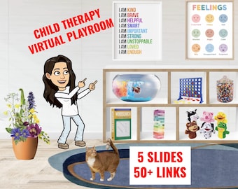 Kids Therapy Playroom Virtual VR Room Online Counseling Child Play Therapist Games Coping Skills Teletherapy Kids Room Digital Art Tools