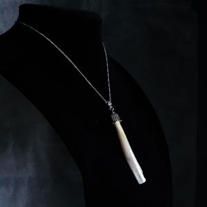 Long Tooth Pendant | Real Bone Jewelry | Gothic, Witchy, Dark Boho Statement Necklace
