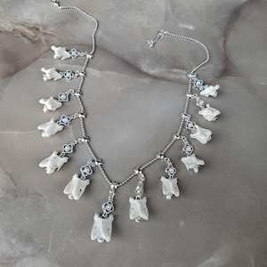 Botketting, gotische bottenketting, halloween-sieraden, wervelhanger, gotische choker, schedelsieraden, bottenketting