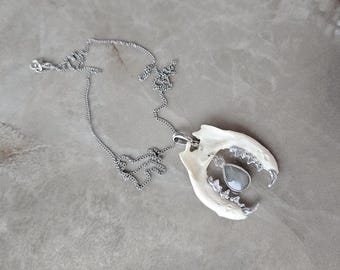 Jawbone Bead Necklace | Real Bone Jewelry | Gothic, Witchy, Tribal, Dark Boho Statement Necklace
