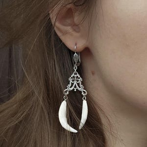 Fang Earrings | Real Bone Jewelry | Bone Earrings | Tooth Earrings | Gothic, Witchy, Dark Boho Statement Studs