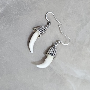 Minimalist Tiny Fang Earrings | Tooth Earrings | Bone Earrings | Handmade Bone Jewelry | Subtle Gothic, Witchy, Dark Boho Statement Earrings