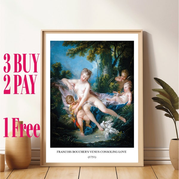 Francois Boucher venus consoling love Poster, Impressionist Painting poster, Impressionist Exhibition Poster, Gallery Poster Digital Print