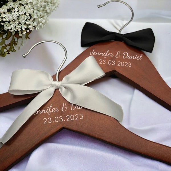 Cintre personnalisé pour robe de mariée - Cintre de mariée personnalisé avec noms et date - Cadeau parfait pour la fête de la mariée, cintre de mariage