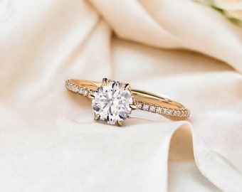 Anillo de compromiso Moissanite, alianza de boda Moissanite, regalo de joyería fina para mujeres - Diseño elegante y atemporal