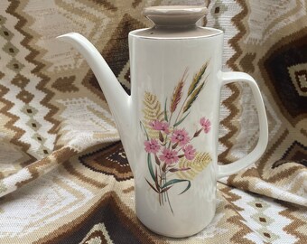 "J & G Meakin Floral Kaffeekanne, 1960er Jahre Vintage Haushaltsware, seltenes ""Havest Fields"" Design, Meakin Studio Reihe."