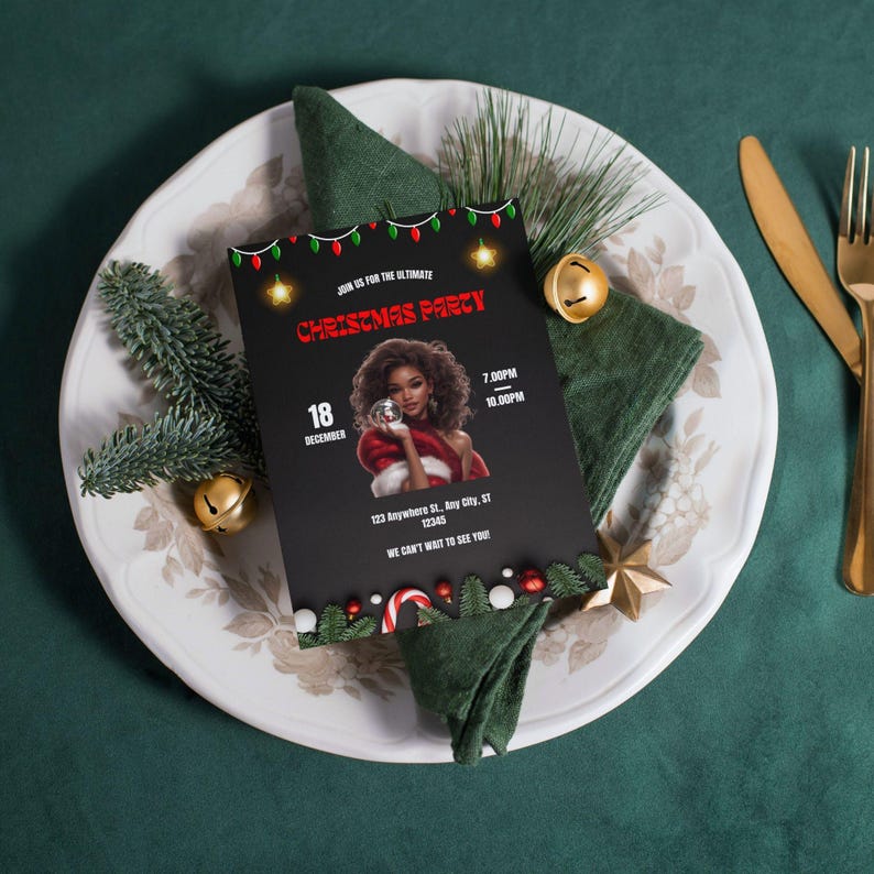 Black Girl Christmas Eve Clipart Bundle, Digital Notebook Winter