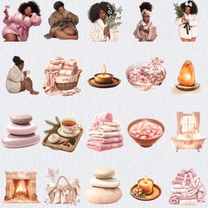 Black Girl Spa Day Clipart, Digital Notebook Self Care Clipart ...