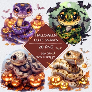 Schattige slang clipart voor Halloween thema scrapbooking, Jack-O-Lantern Snake illustraties vakantie illustraties, slang clipart voor ongewenste tijdschriften