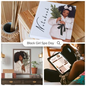 Black Girl Spa Day Clipart, Digital Notebook Self Care Clipart ...