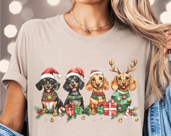 Dackel Weihnachten Shirt: Urlaub Weiner Hunde Tshirt, Weiner Hunde T-Shirt, Daschund Geschenke, 2 Designs
