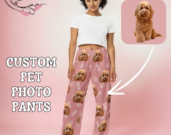 Custom Pet Pajamas Using Pet Photo + Name Custom Dog Photo Pajamas Personalized Dog Pajamas Custom Cat Pajamas Pjs Pants For Women Pj Pants