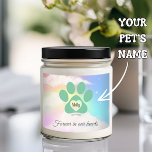Custom Pet Candle Memorial Candle Photo Candle Cat Candle Rainbow Bridge Dog Remembrance Gift Pet Remembrance Gift Forever In Our Hearts
